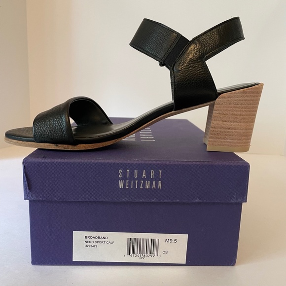 Stuart Weitzman Broadband Nero Sport Calf sandal Leather 9.5M - Picture 2 of 15